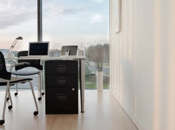Steel Filing Cabinet with 2 Lockable Drawers 413 x 400 x 672 mm Goose Grey - Image 2