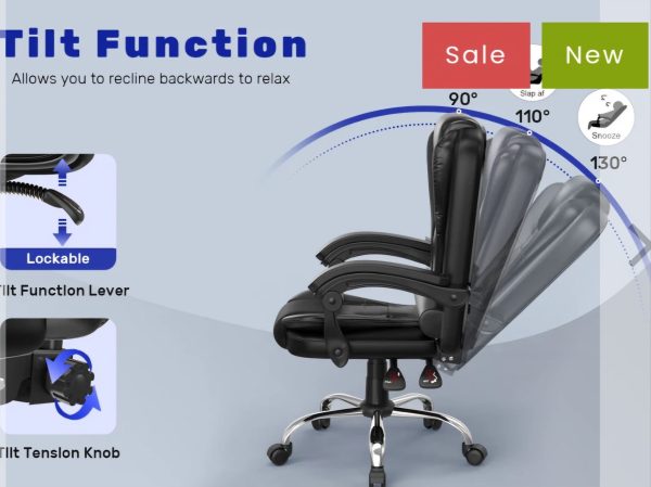 Ergonomic Executive Office Chair PU Leather High Back Computer Desk Chair with Reclining Tilt Function for Home & Office Working. - Image 6