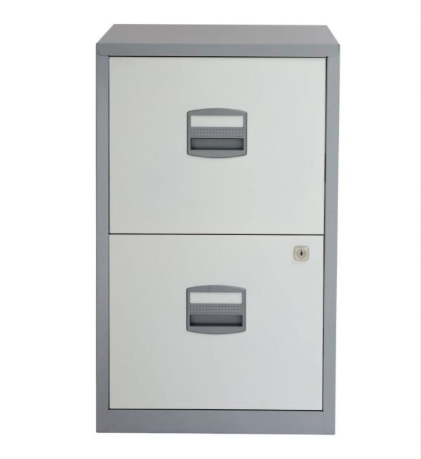 Steel Filing Cabinet with 2 Lockable Drawers 413 x 400 x 672 mm Goose Grey - Image 6