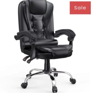 Ergonomic Executive Office Chair PU Leather High Back Computer Desk Chair with Reclining Tilt Function for Home & Office Working.