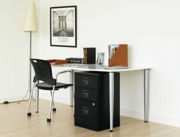 Steel Filing Cabinet with 2 Lockable Drawers 413 x 400 x 672 mm Goose Grey - Image 3