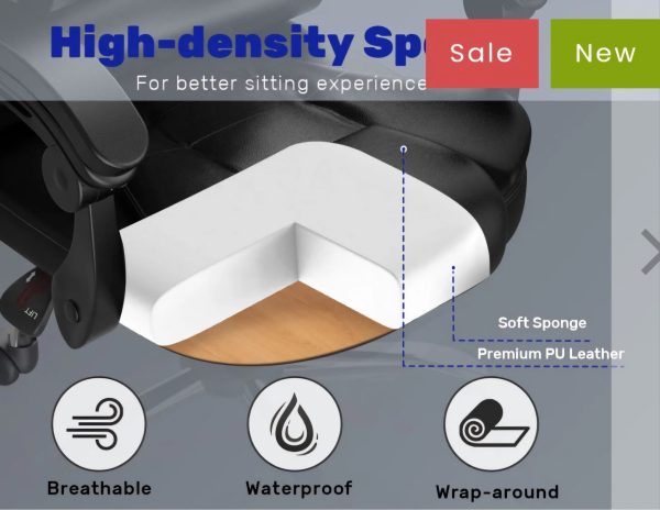 Ergonomic Executive Office Chair PU Leather High Back Computer Desk Chair with Reclining Tilt Function for Home & Office Working. - Image 4