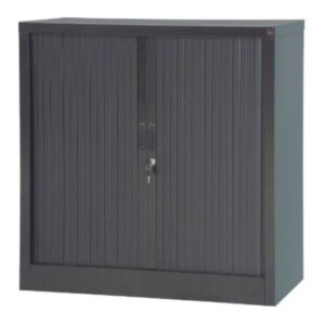 Lockable Cupboard with Steel Shelf & Tambour Doors 1000 x 1000 x 450 mm (H x W x D)