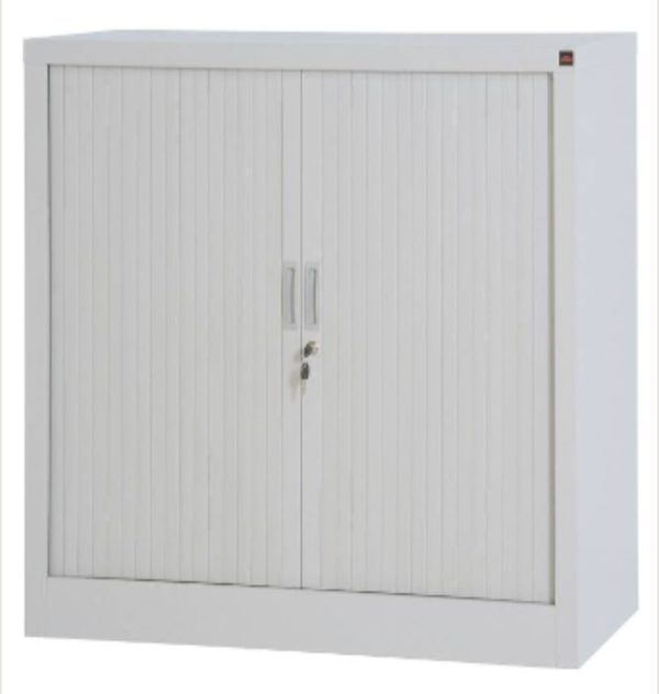 Lockable Cupboard with Steel Shelf & Tambour Doors 1000 x 1000 x 450 mm (H x W x D) - Image 6