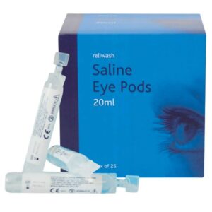 Reliance Medical Saline Eyewash Pods Plastic Transparent 20 ml Pack of 25