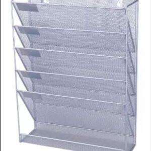 Literature Display. 5 x A4 Silver Wire Mesh Holder 325mm x 105mm x 405mm