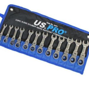 12 Piece Flexi-Stubby Gear Ratchet Combination Spanner Set
