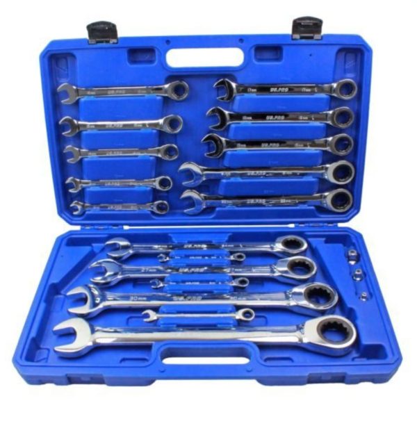 20 Piece Metric Gear Ratchet Combination Spanner Set.