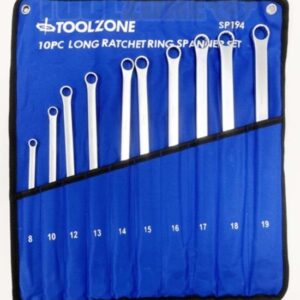 10 Piece Long Ratchet Spanner Set.