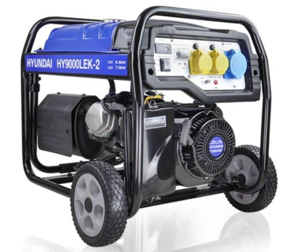 Hyundai 7kW / 8.75kVa Recoil and Electric Start Petrol Generator. Code HY9000LEK-2 S