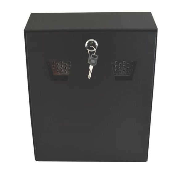 Lockable Wall-Mounted Cigarette Bin in Black