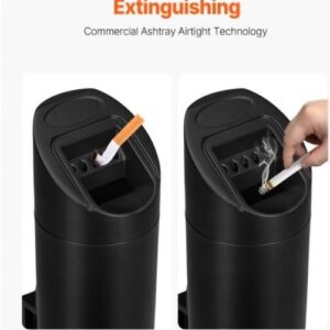 Cigarette Butt Receptacle Stainless Steel Wall Mounted Disposal in Black.