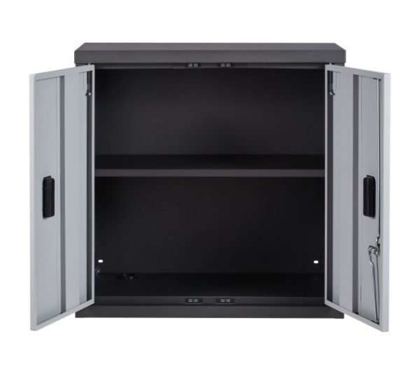 Wall Mounted Cabinet, Metal 26" takes 240 LBS Loading Capacity Adjustable Shelf Magnetic Door File for Warehouse in Black - Image 4