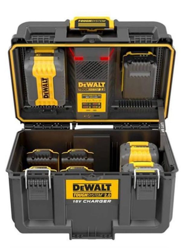 DEWALT Tough-system 2.0 Charger Box for 18V/54V XR/Flexvolt Batteries.