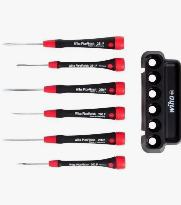 WIHA 6 Piece fine screwdriver set PicoFinish slotted head Phillips including holder. - Image 3