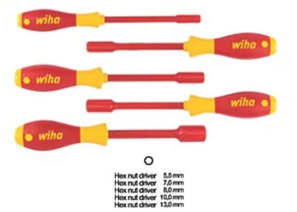 Wiha Mixed 5 Piece VDE Hexagon Nut Drivers Set (175KW) - Image 3