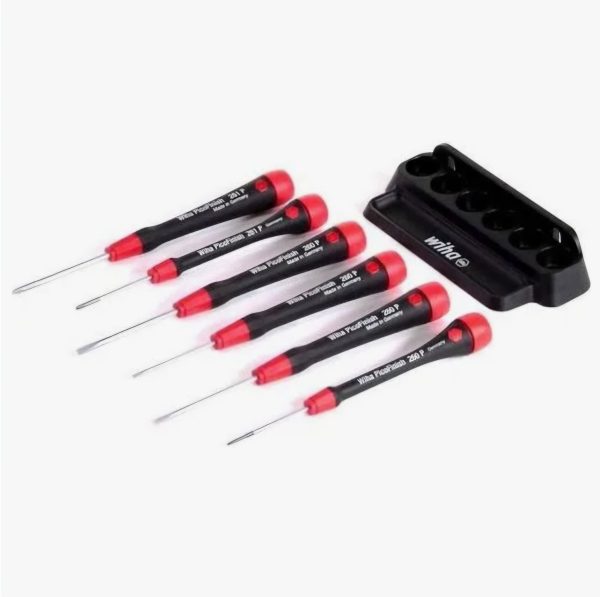 WIHA 6 Piece fine screwdriver set PicoFinish slotted head Phillips including holder. - Image 4
