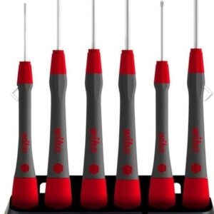 WIHA 6 Piece fine screwdriver set PicoFinish slotted head Phillips including holder.