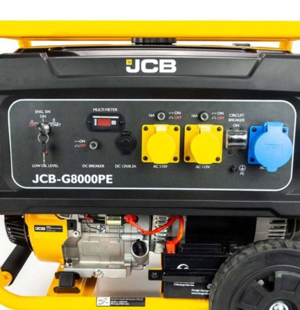 JCB 7.9kW / 9.8kVA Petrol Generator, 115V / 230V 15hp 457cc JCB Engine, Recoil & Electric Start. JCB8000PE - Image 4