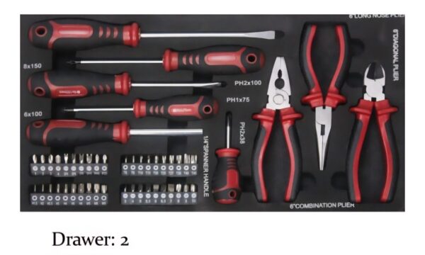 Pacini 3 Drawer Tool Chest with Full Tool Set - PC9900 - Image 3
