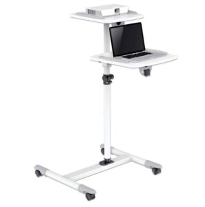 Our new Mobile Cart for Projectors and Laptops, Two Trays for Devices up to 10kg, Trays Tilt and Swivel, Height Adjustable, Grey/White, Lifetime Warranty
