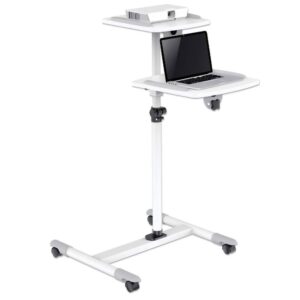 Our new Mobile Cart for Projectors and Laptops, Two Trays for Devices up to 10kg, Trays Tilt and Swivel, Height Adjustable, Grey/White, Lifetime Warranty