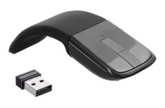 Foldable Arc Wireless Mouse, Silent Travel Mouse Rechargeable with Touch Control, USB Optical Computer Mice for PC Laptop, Plug and Play