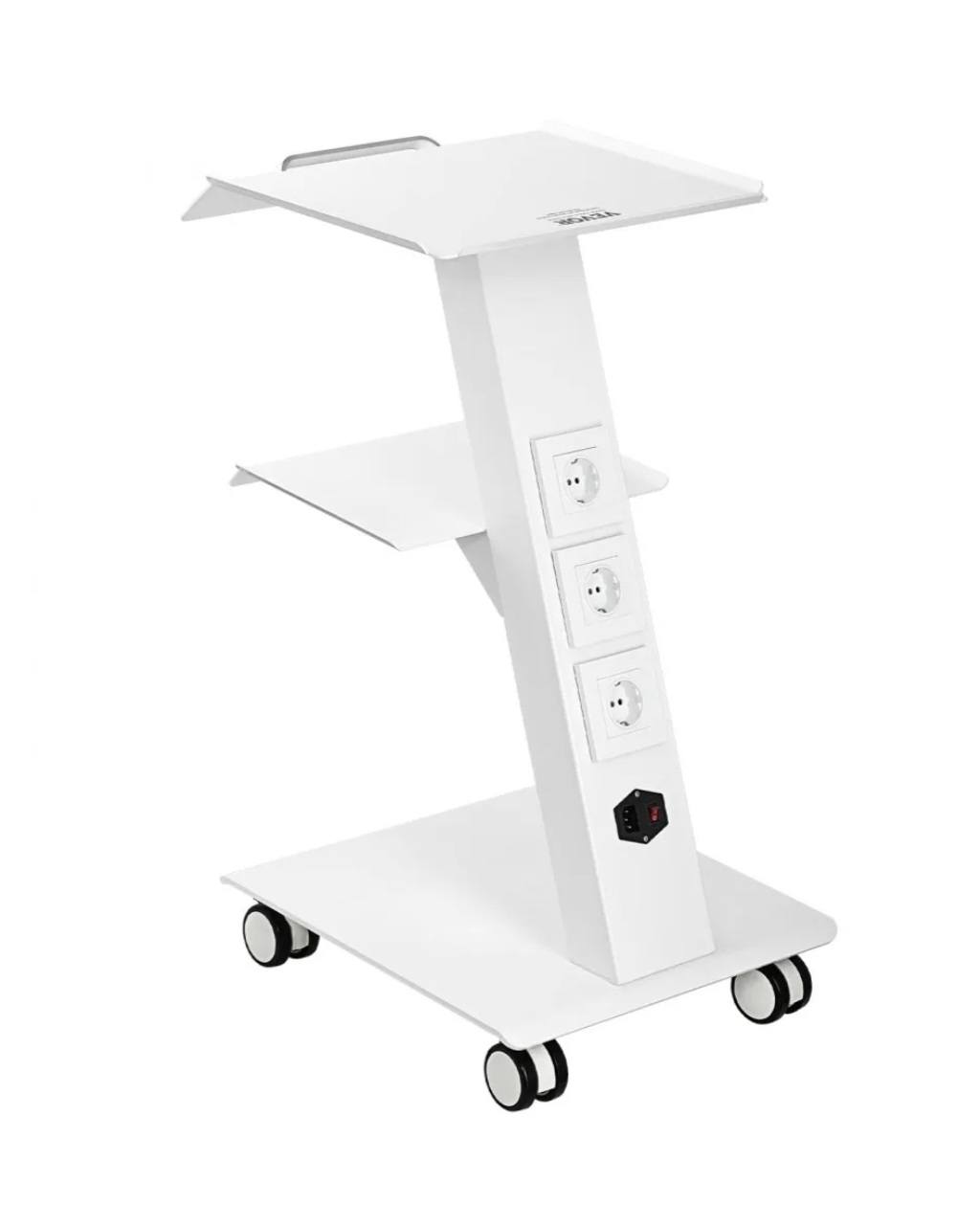 Lab Trolley, Rolling Lab Cart with Built-in Socket, 3-Layer Metal Mobile Trolley, Tray Rolling Clinic Cart with Swivel Wheels, 220 lbs Weight Capacity, for Lab, Clinic, Beauty and Salon - Image 4