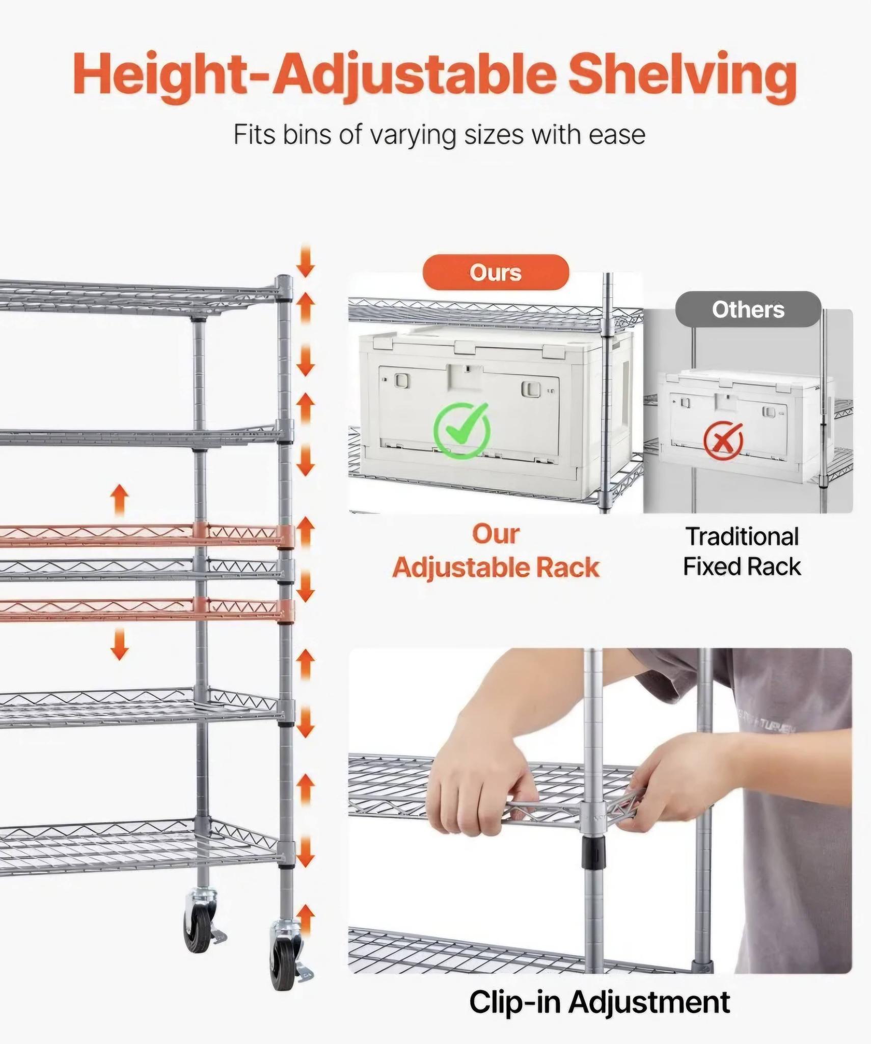 5-Tier Rolling Storage Rack with 16 Organizer Bins for labs - Image 4