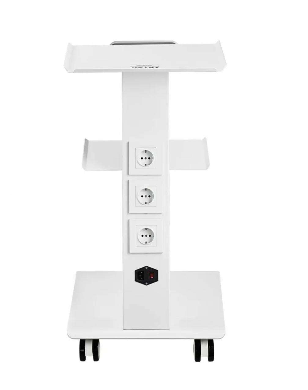 Lab Trolley, Rolling Lab Cart with Built-in Socket, 3-Layer Metal Mobile Trolley, Tray Rolling Clinic Cart with Swivel Wheels, 220 lbs Weight Capacity, for Lab, Clinic, Beauty and Salon - Image 5