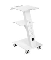 Lab Trolley, Rolling Lab Cart with Built-in Socket, 3-Layer Metal Mobile Trolley, Tray Rolling Clinic Cart with Swivel Wheels, 220 lbs Weight Capacity, for Lab, Clinic, Beauty and Salon