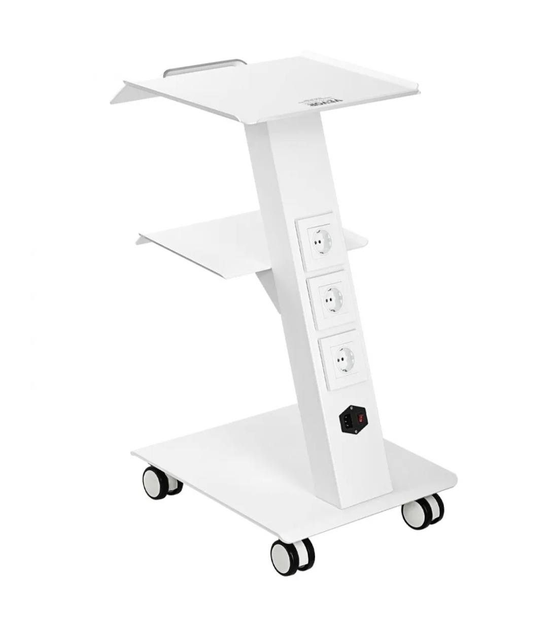 Lab Trolley, Rolling Lab Cart with Built-in Socket, 3-Layer Metal Mobile Trolley, Tray Rolling Clinic Cart with Swivel Wheels, 220 lbs Weight Capacity, for Lab, Clinic, Beauty and Salon