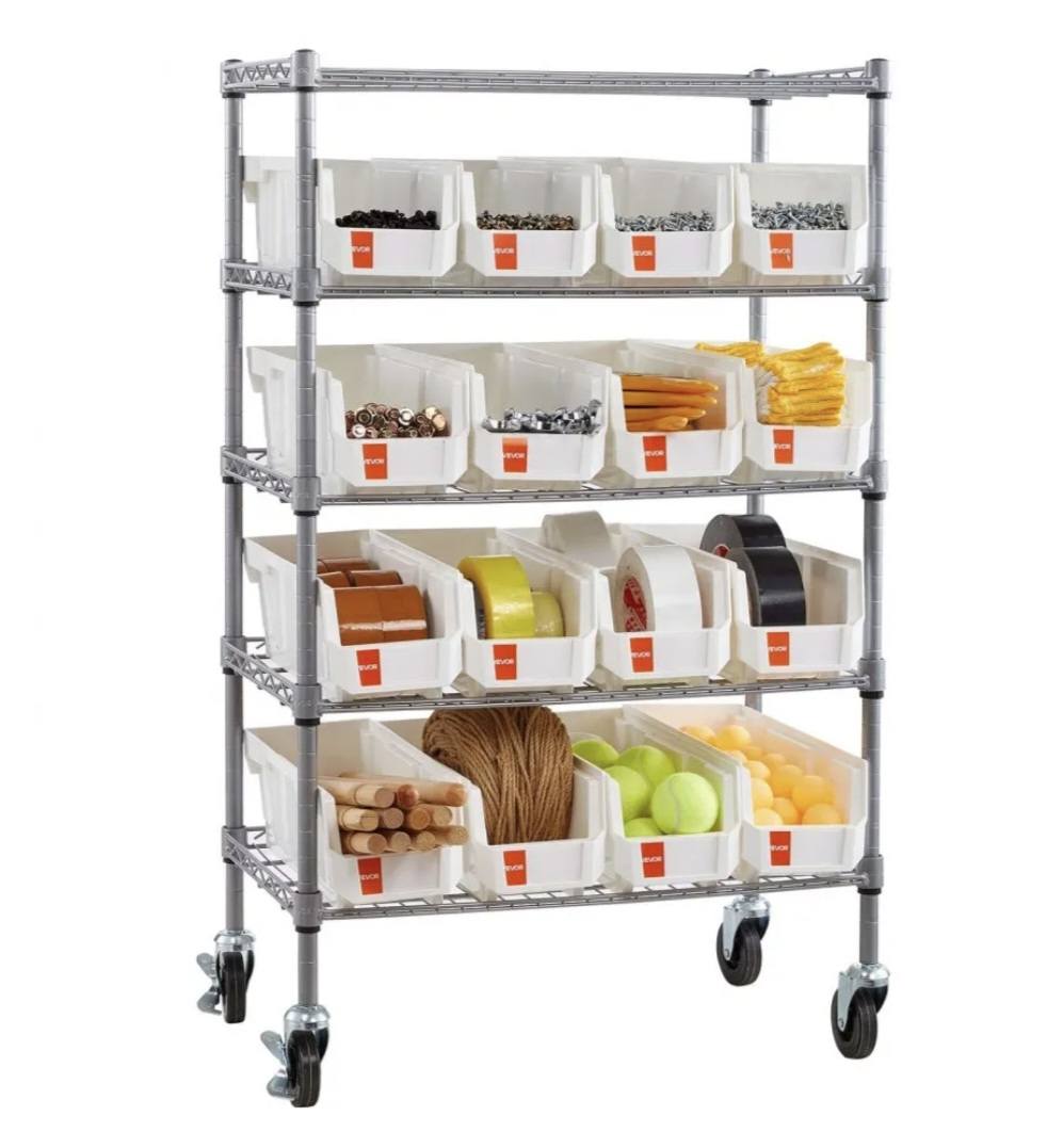 5-Tier Rolling Storage Rack with 16 Organizer Bins for labs - Image 8