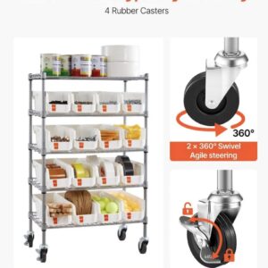 5-Tier Rolling Storage Rack with 16 Organizer Bins for labs