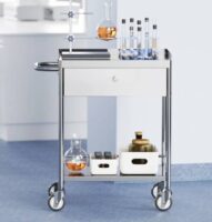 Medical Cart, 2 Layers Stainless Steel Cart 99.8 kg Weight Capacity, Lab Utility Cart with 360° Silent Wheels and a Drawer.