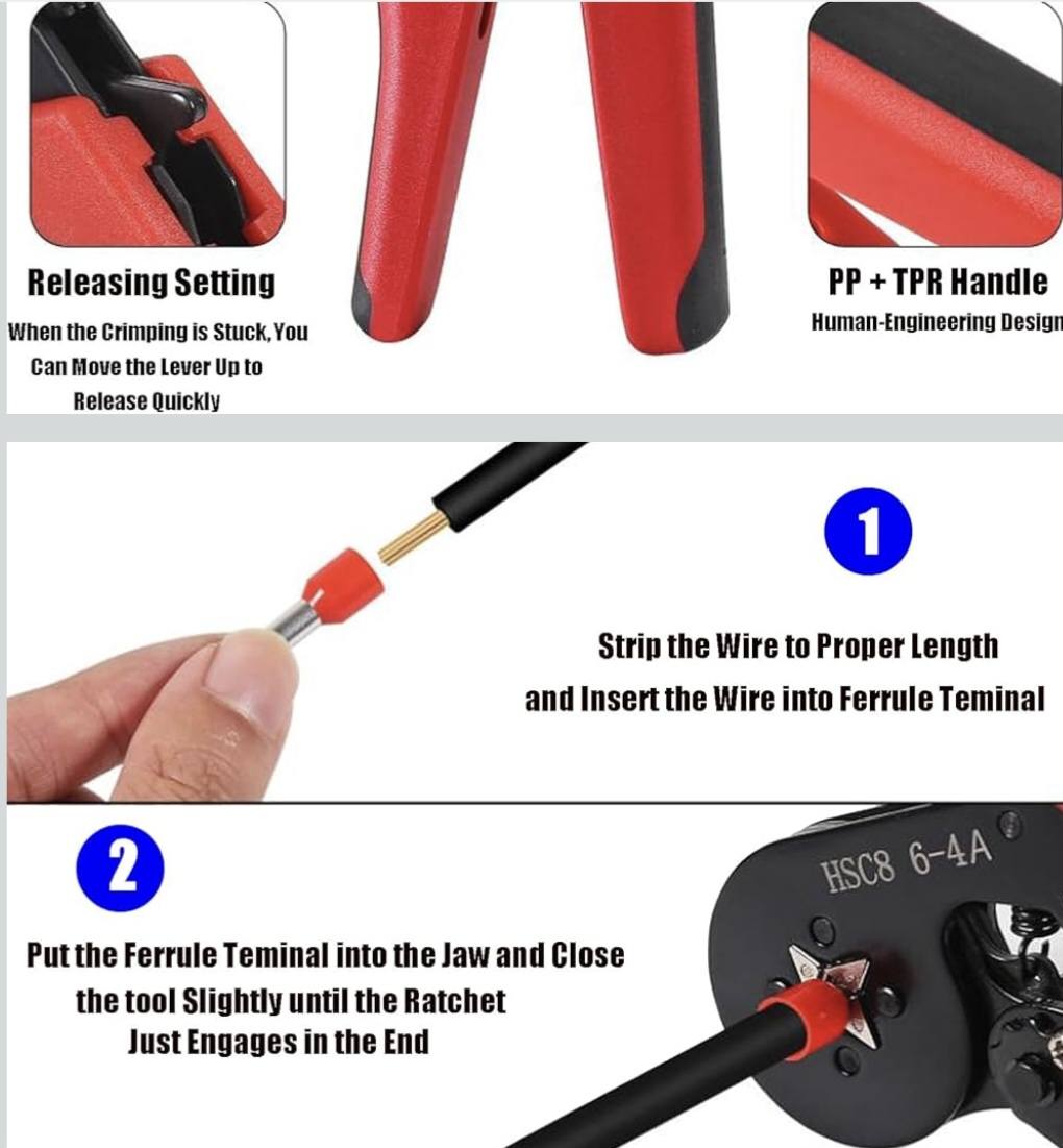 Ferrule Crimping Tool Kit with Self-Adjustable Ratchet for Wire Crimping 1200 pieces. - Image 5